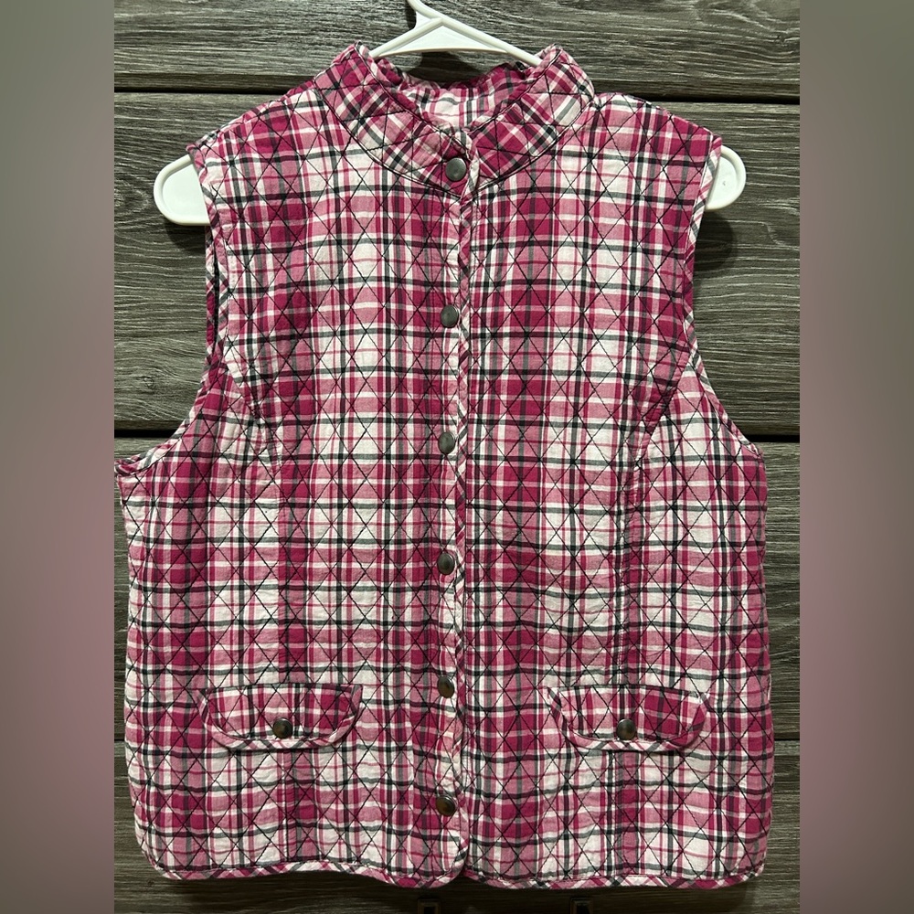 Christopher & Banks Pink Plaid Vest (Medium)